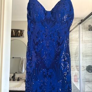 Elegant Blue Lace Dress